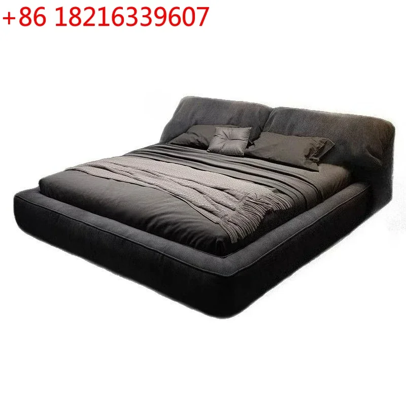 YAO YAO 1.8 Meters 1.5 Meters Cloth Bed Cream Wind Simple Modern Double Master Bedroom Queen Bed Frames Black Coffee Color Soft