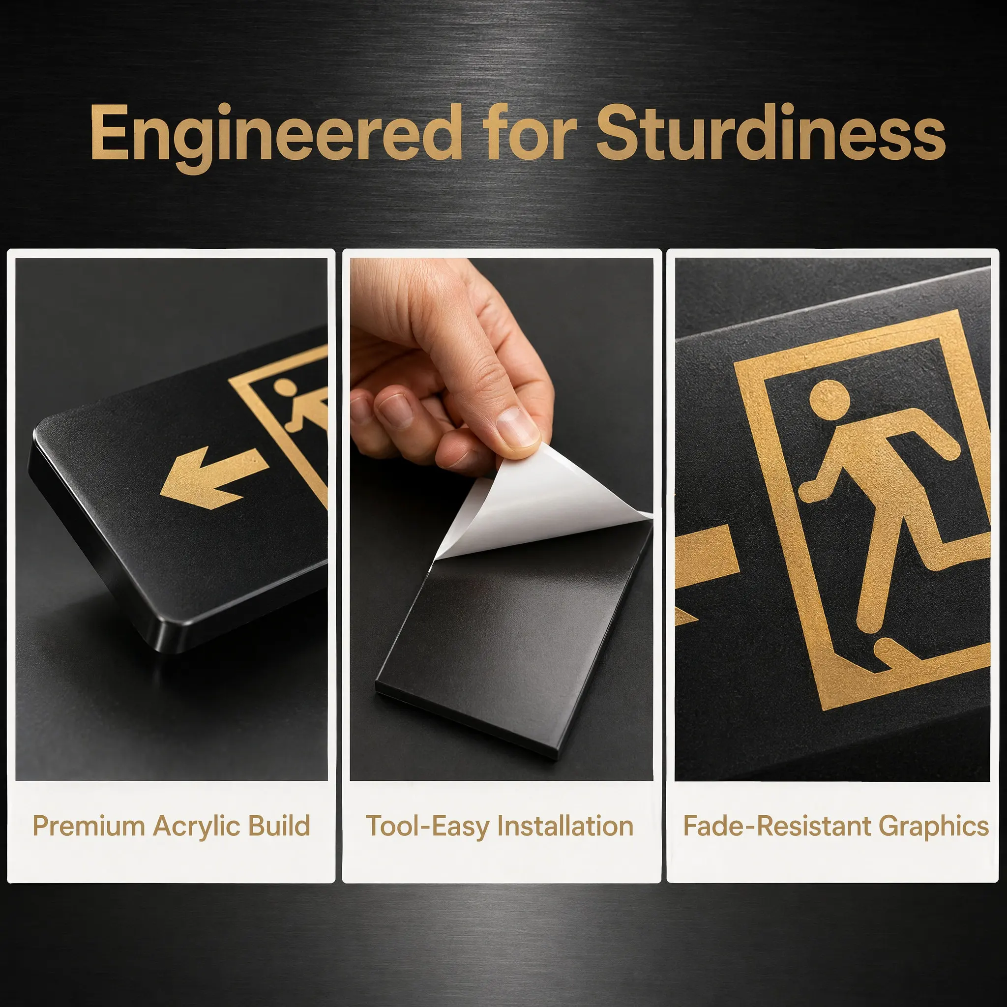 5Pcs Acrylic Exit Sign Self Adhesive Emergency Exit Plate Left Arrow Wall Door for Business Office Shopping Centers