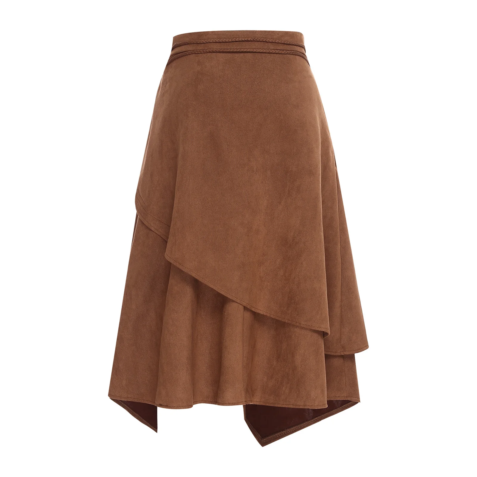 

Womens Western Cowgirl Costume Skirt Tiered Irregular Hem Zipper A-line Belted Skirt Y2K Midi Skirts for Raves Party Streetwear