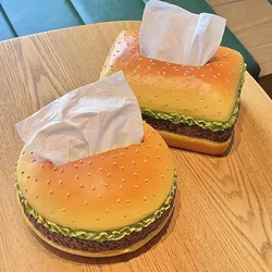 Hamburger Shaped Tissue Box funny design Napkin Holder toilet paper Box Resin Storage Container Rectangle Box Home Table Decor