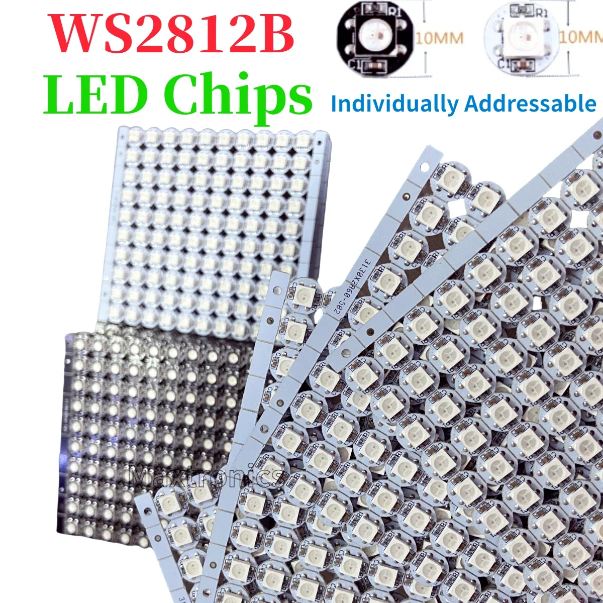 DC5V WS2812B LED Chip with Heatsink Board Individually Addressable WS2811 IC 5050 SMD RGB LED 10x3mm Black/ White PCB 50-100Pcs