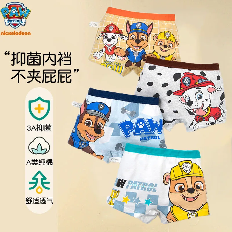 4PCS Original Paw Patrol Children's Underpants Boys Cotton Panties Antibacterial underwear Kids Baby Boxer Briefs Gift 2-8Y