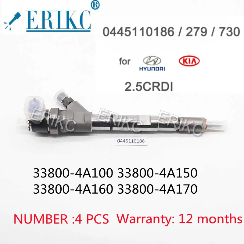 

ERIKC 0445110186 0445110279 0445110730 Common Rail Auto Diesel Injector 33800-4A100 33800-4A150 33800-4A160 33800-4A170