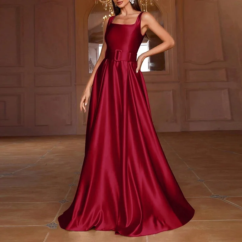 

Классические длинные платья Charmeuse с драпировкой и квадратным вырезом по индивидуальному заказу, модные размеры, доступны формальные платья