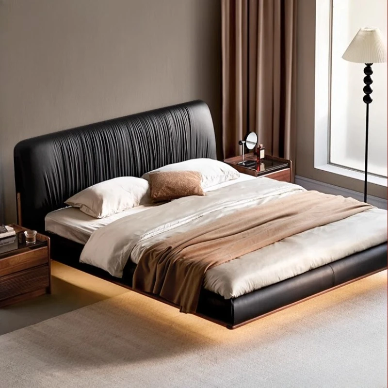 

Double Floating Bed Bedroom Platform Girls Design Space Saving Bed Capsule Leather Letto Matrimoniale Lounge Suite Furniture