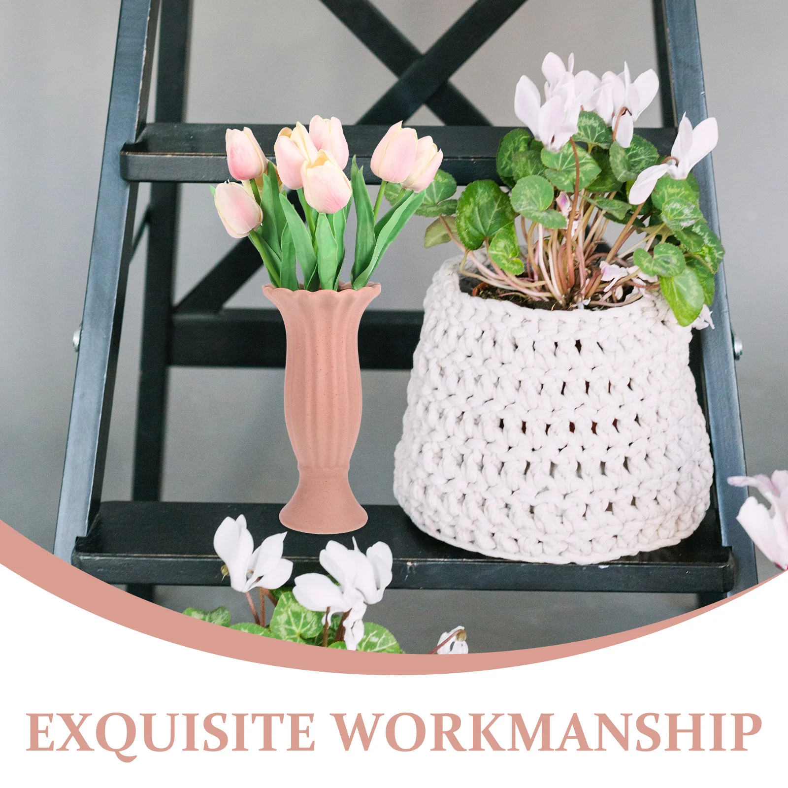 

Roman Column Shape Ceramic Vase for Flower Arrangement Decorative Home Office Desk Tabletop Centerpiece Modern Farmhouse Dried