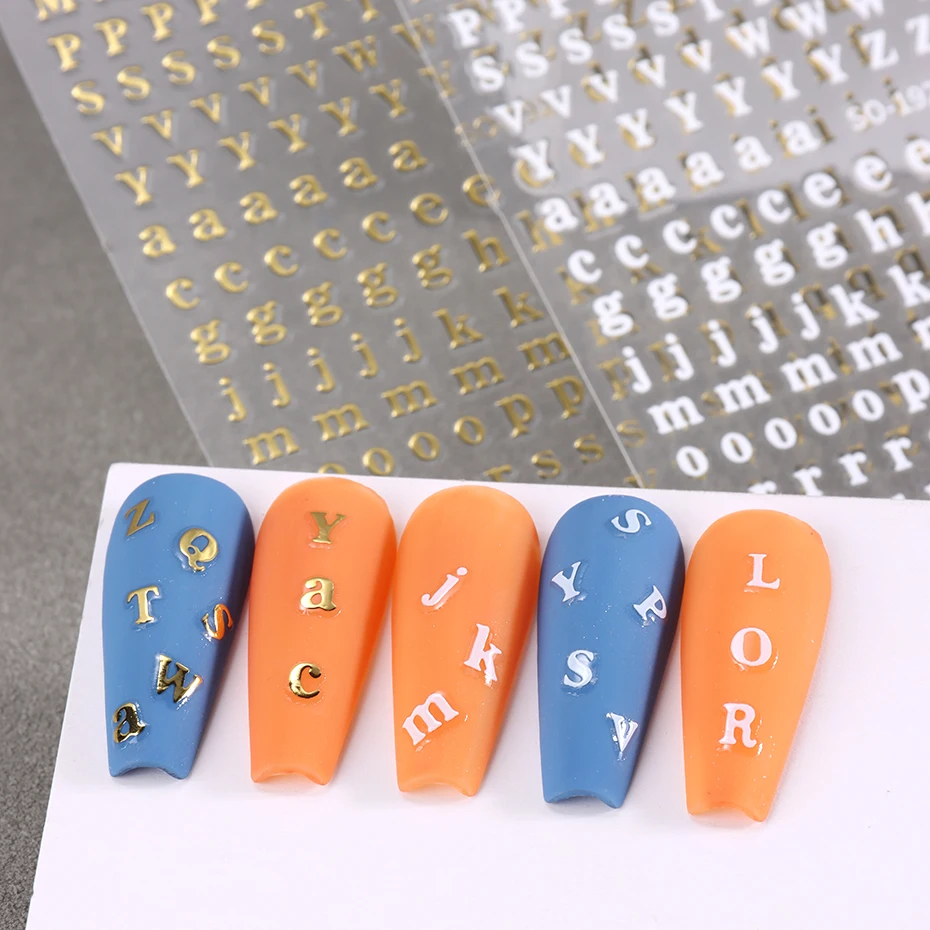 3/7 pezzi adesivi per unghie con lettere inglesi design alfabeto nero argento dorato cursori per decalcomanie per unghie decorazioni per manicure per punte per unghie bellezza