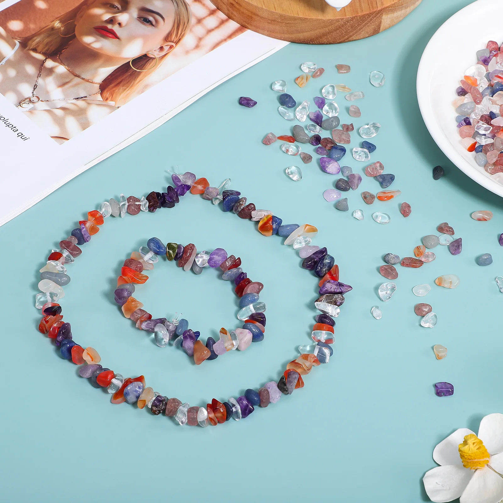 

5Pack Drilled Crystal Stone Chips Irregular Beads for Crafts Jewelry Making DIY Bracelets Necklaces Earrings Crystal Beads