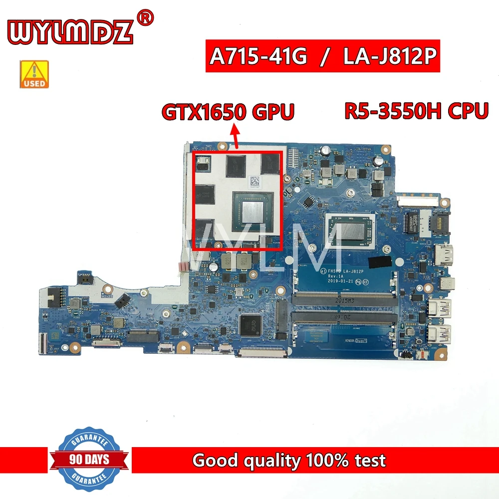 

FH5VQ LA-J812P with CPU R5-3550H GPU GTX1650 Laptop Motherboard For Acer A715-41G A715-41 notebook Mainboard