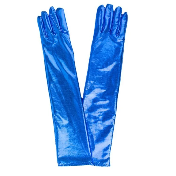 Gloves Women 43cm Faux Patent Leather Long Stretch Dark Evening Opera Cosplay Costume Performance Party Stage Lightweight Chic