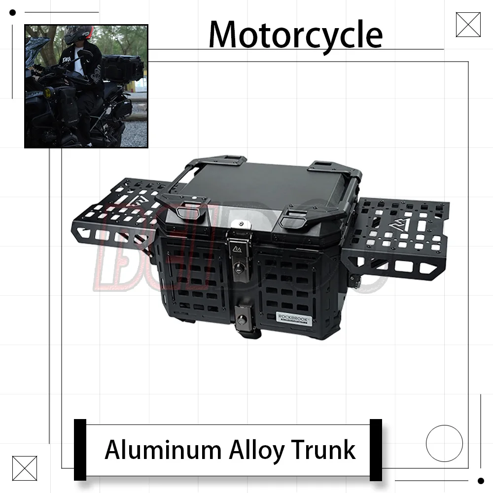 

For Motorcycle Tail Box Aluminum Cover Waterproof Large Capacity Trunk Rear Trunk