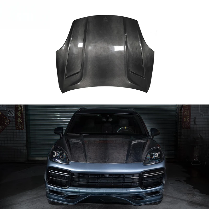 High Quality TKT Style Dry Carbon Hood Fit for Cayenne 9Y0.1 Auto Upgrade Parts