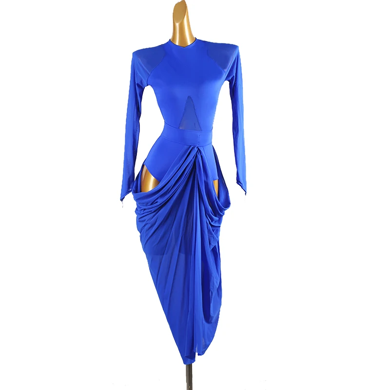 New Latin Dance Clothing Customized Elegant and Comfortable Long sleeved Backless Dress Tango Chacha Samba Performance Dress