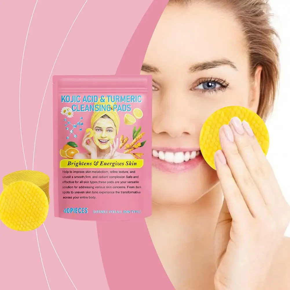 120pcs Face Cleansing Sponge Professional Turmeric Kojic Acid Facial Cleansing Pads For Removing Dead Skin Skin Exfoliating