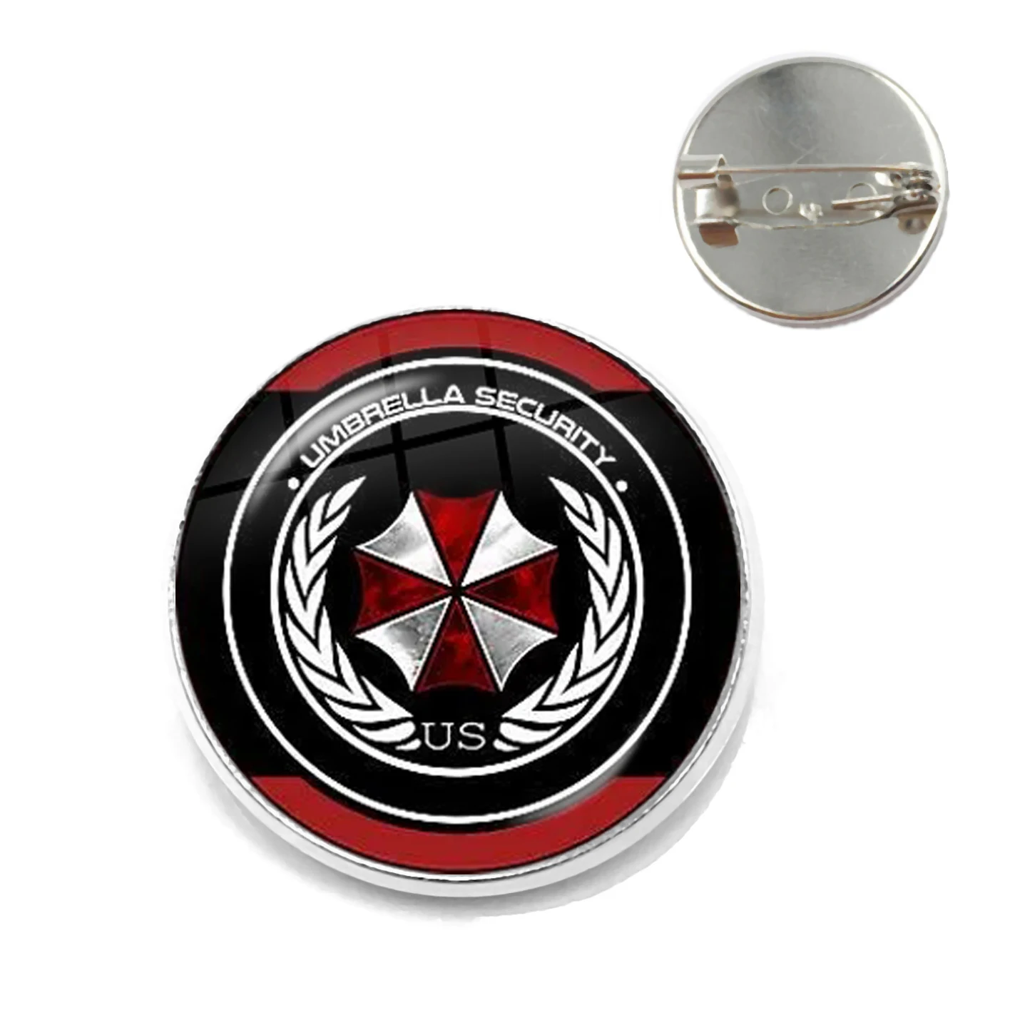 Classic Fashion Umbrella Security Theme Glass Cabochon Metal Brooch Badge For Bag Clothes Decoration Pins Jewelry Accessories