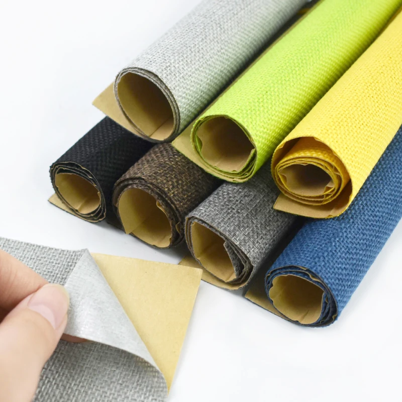 

3/5P Self Adhesive Linen Fabric for Sewing Drawer Bag Liner Fabrics Wall Home Decoration Retro Cloth DIY Handmade Craft Material