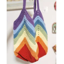 Borsa per la spesa per il tempo libero di grande capacità, borsa a tracolla arcobaleno intrecciata a mano, borsa leggera multicolore, semplice ed elegante