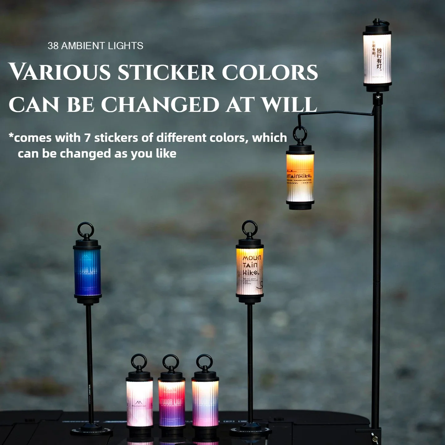 MOUNTAINHIKER 38 Camp Vibes Light 5 Kinds of Lights Adjustable Ceiling Outdoor Tent Lamp Powerful Mini Flashlights Camp Light