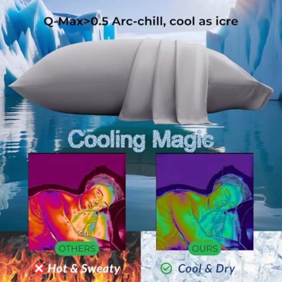 Cooling Pillow Cases for Hot Sleepers, Smoother Than Silk King Pillowcase, Body Pillow Pillowcase with Envelope Closure, Breath