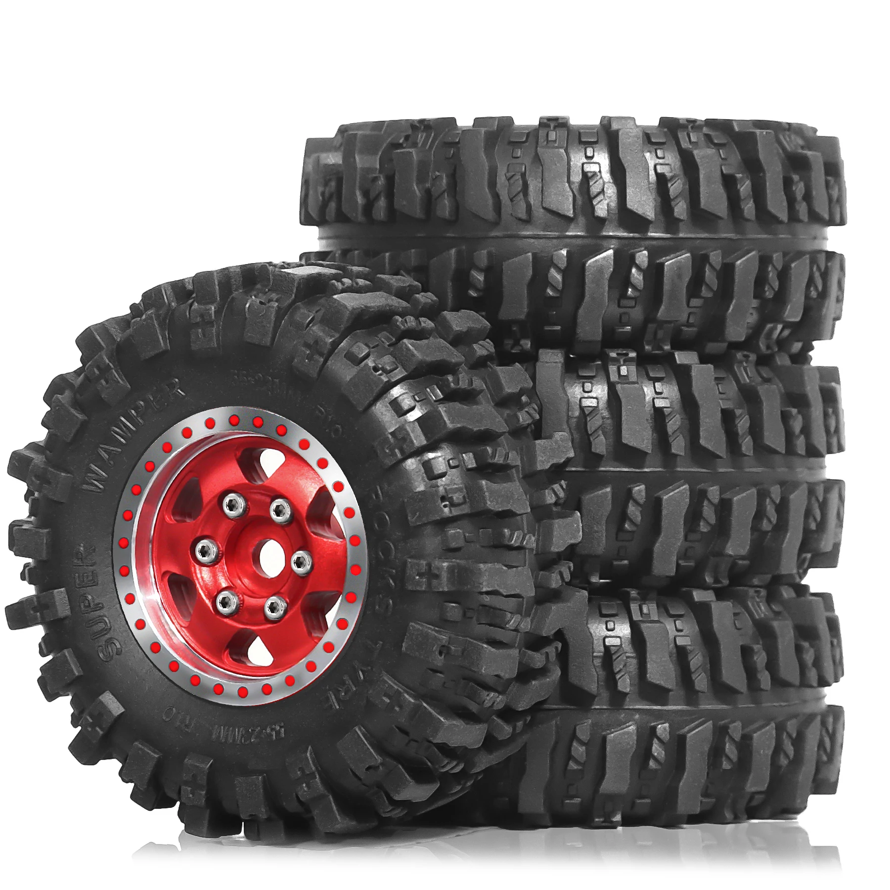 4 STUKS 1/24 1/18 RC Crawler Banden en Beadlock Wielen Velgen Offset-2,5 mm voor 1:24 1:18 Auto Axiale SCX24 FMS AX24 FCX18 FCX24 TRX4M