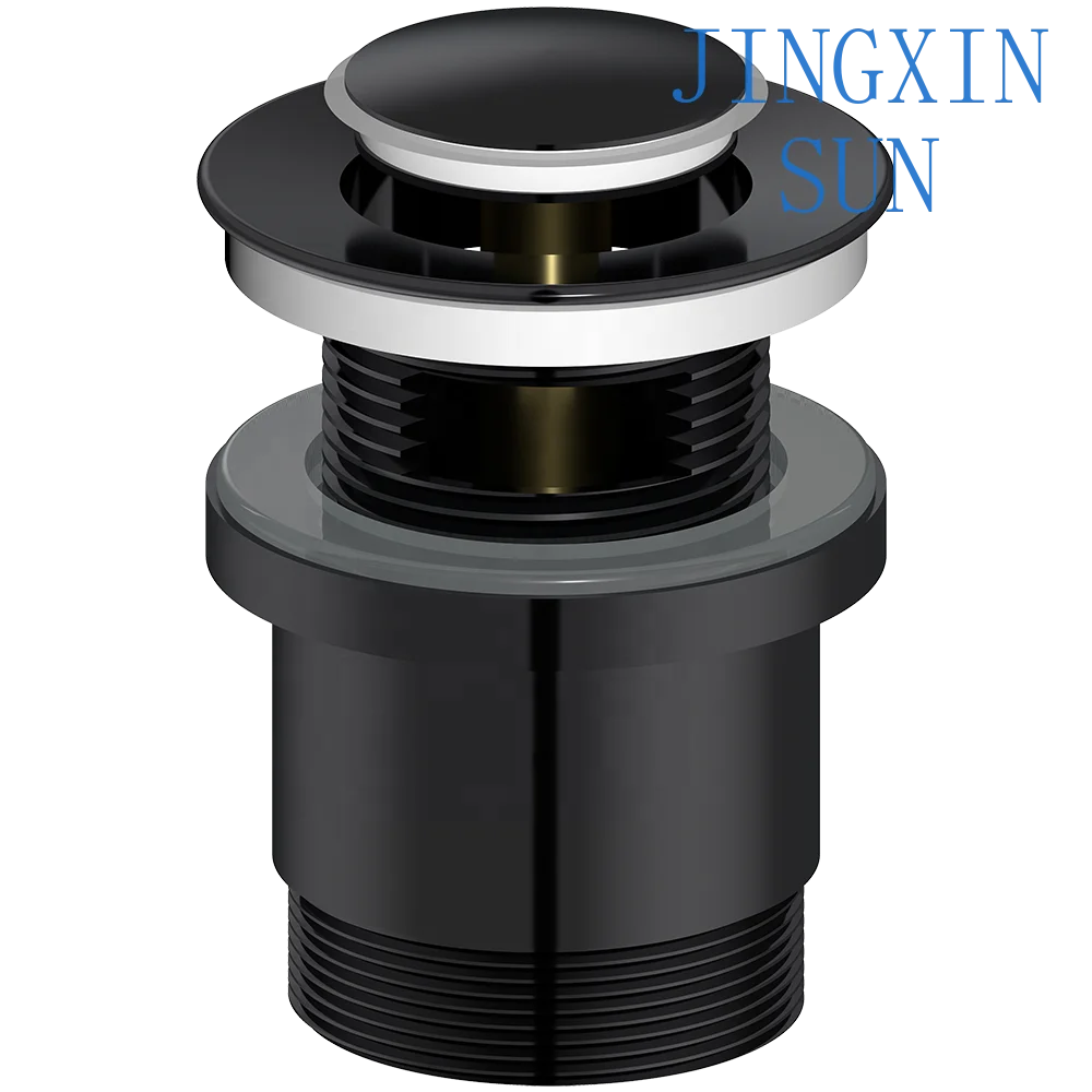 Modern Round Brass P-Trap Black Pop-Up Drain Basin Waste Pipe for Bathrooms Accessories with Watermark Design