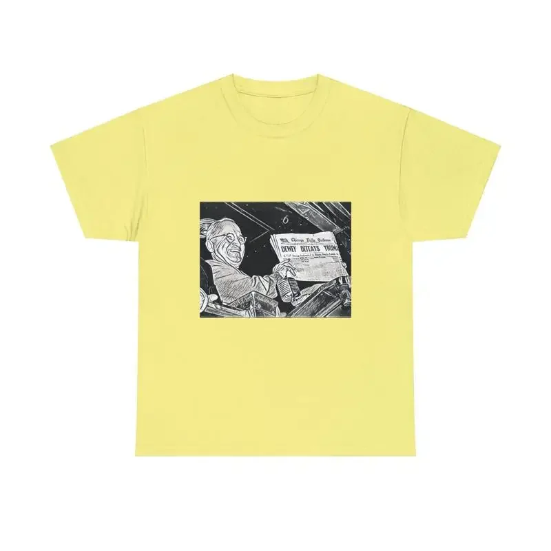 Dewey Defeats Truman Print Heavy Cotton T Shirt