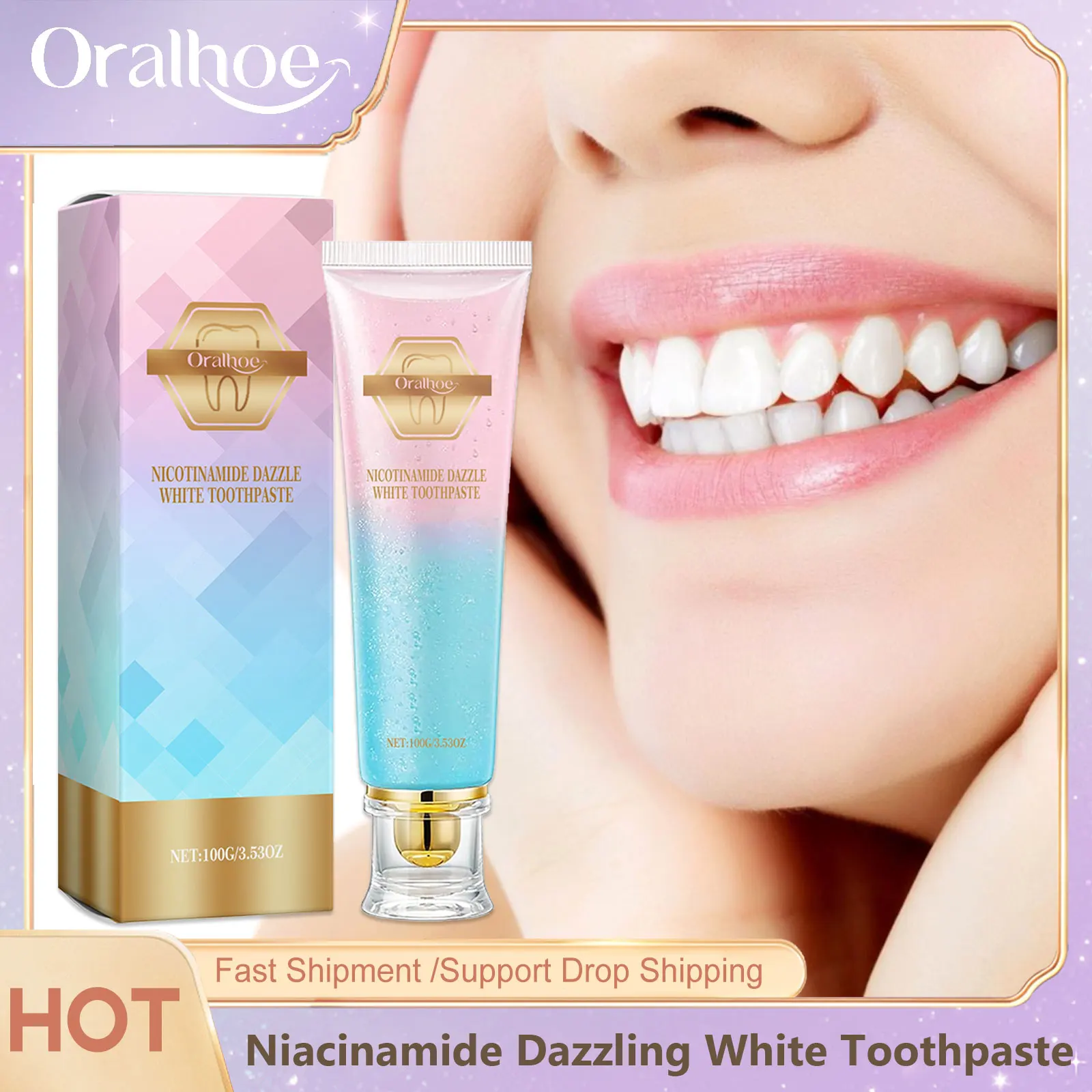 Niacinamide Whitening Toothpaste Dazzling White Plaque Yellow Teeth Remover Fresh Breath Oral Hygiene Mint Cleaning Dental Care