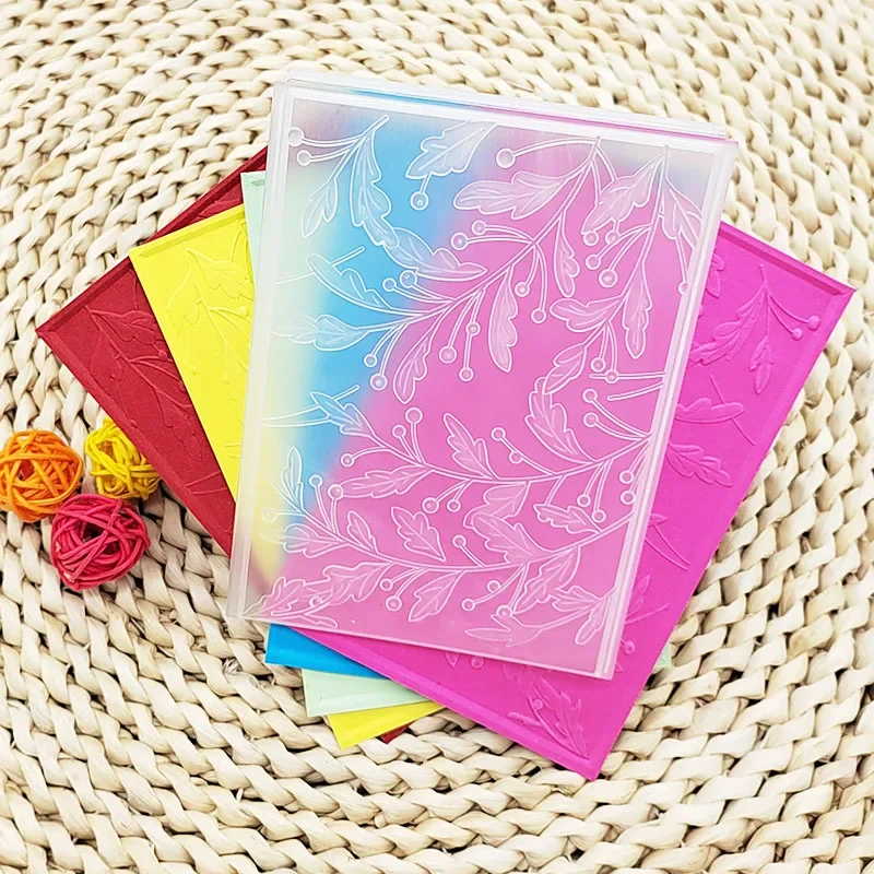 Gracious Leaves 3d Embossed Folder For Handmade Brick Wall Pebble Leaf And Letter Background Greeting Card Clipbook 2023New