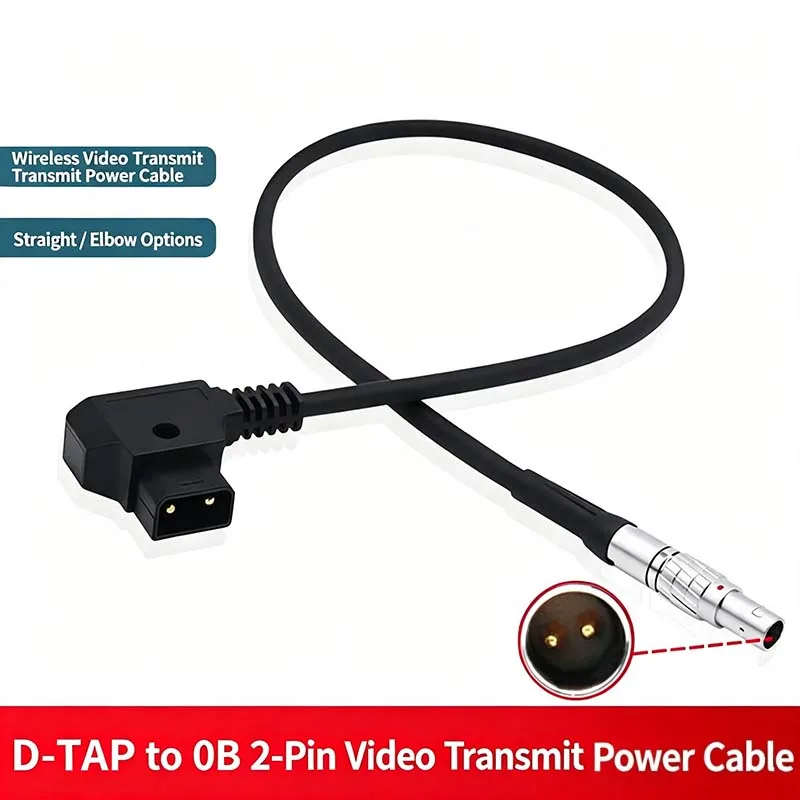 2-Core Wireless Video Transmission Power Cable, D-TAP Type-B to OB 2-Pin Straight Connector