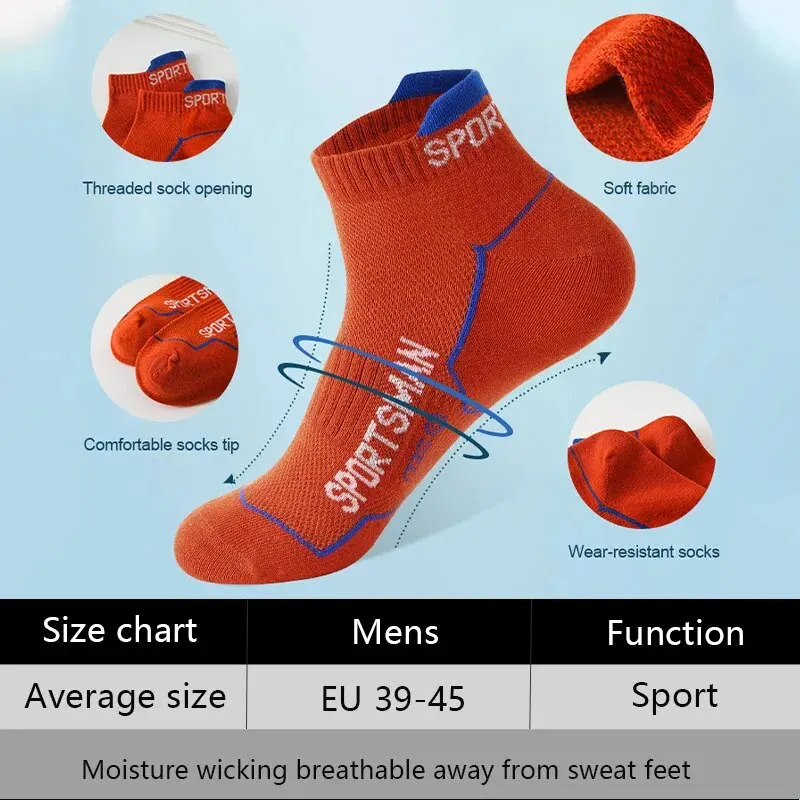 10 Pairs/ Lot Men Sport Socks Cotton Thin Fitness Socks Bright Color Running Socks Breathable Mesh Low Cut Sport Socks For Men