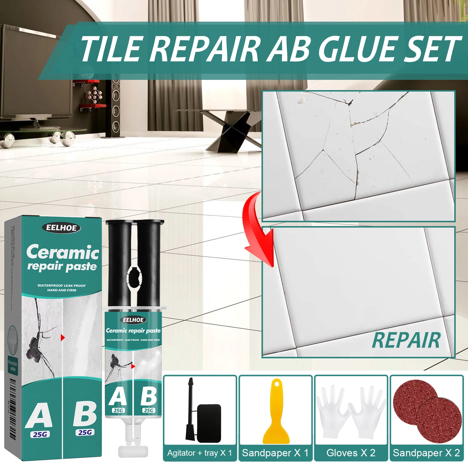 Professional Tile Marble Repair Agent Floor Ceramic Paste Epoxy Ab Glue Glue for Filling Holes Cracks for Metal Tile Crack