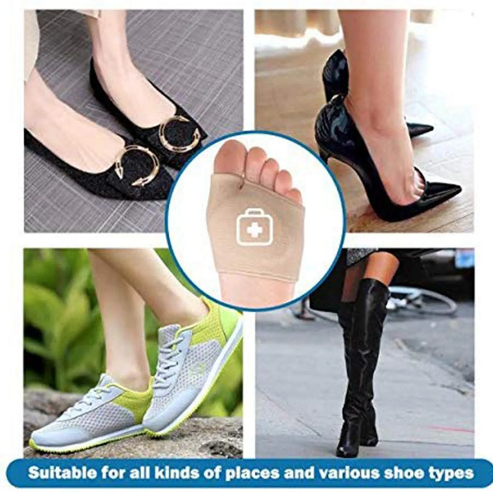 

ICON-Metatarsal Sleeve Pads-4-Pair Ball Of Foot Cushions And 2-Pair Gel Forefoot Cushion For Metatarsalgia,Blisters,Callus