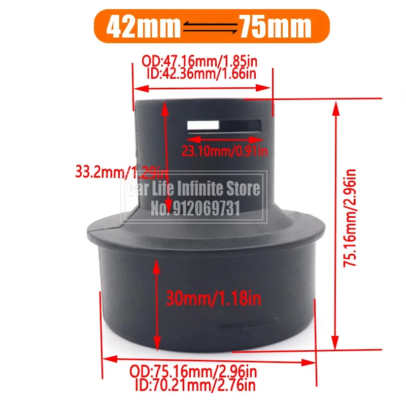Connecteur de jonction de tuyau de conduit de chauffage de stationnement Diesel de voiture de 42mm à 75/60mm connecteur de sortie d'air noir