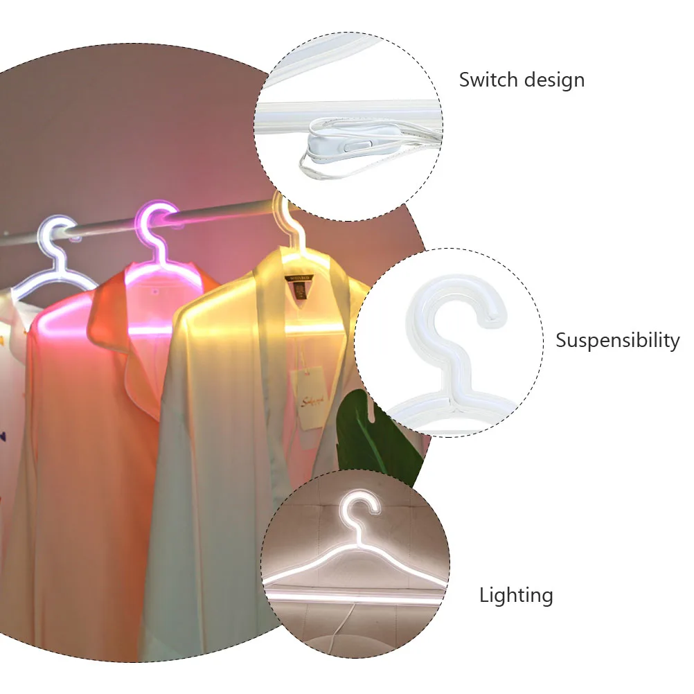 

1pcs Hanger Shaped Decorative Led Lamp For Home Wedding Party Photography Colored Light Light Decor Practical Sign