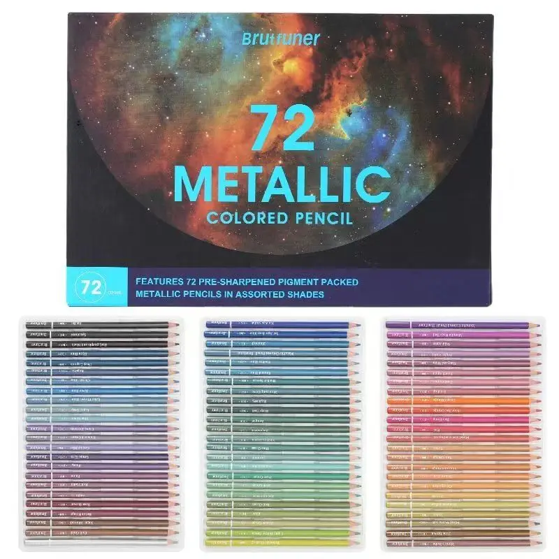 brutfuner lapis coloridos metalicos desenho em madeira lapis macio lapis de colorir estudantes art supplies novo 50 pcs 72 pcs 01