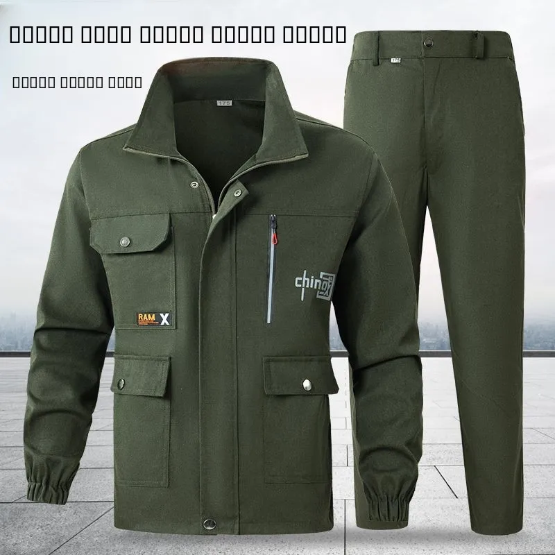 Thiened Pure Cotton Work orm Set for Men And Women Spring Autumn Wear Resistant Welding Anti-Heat Labor Protection Work...