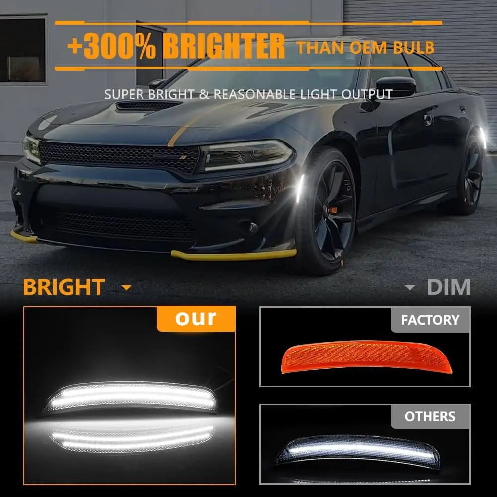For Dodge Charger 2015-2023 LED Car Front/Rear Bumper Side Marker Light Turn Signal Lamp/Driving Lights Auto Accessories
