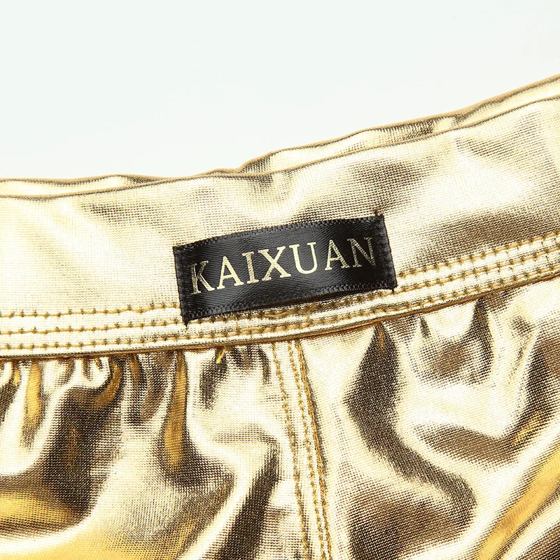 Boxer da uomo sexy a vita bassa in ecopelle con custodia a U