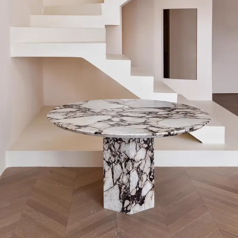 

#d FOR Style Home Furniture Artificial Viola Round Marble Dining Table for Dining Room Restaurant Apartment Luxury&