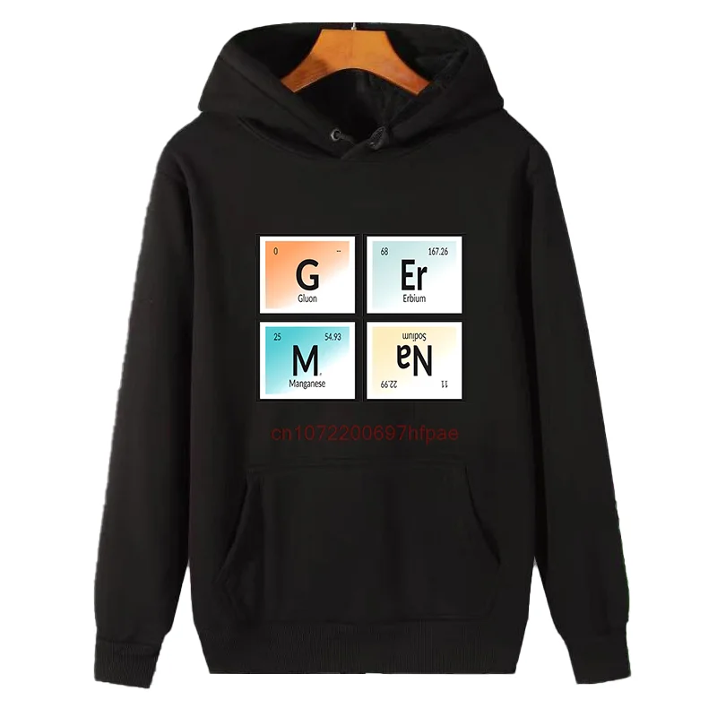 German of Elements Funny Graphic Hooded Sweatshirts Fashion Winter Essentials Hoodie Sweaters Thick Sweater Hoodie Male clothes