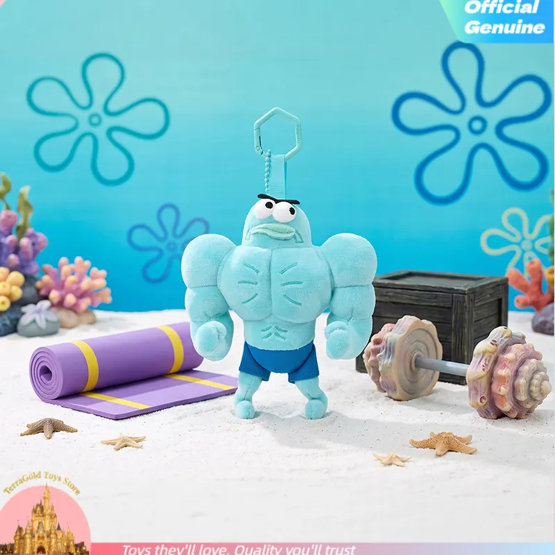 Nuevo Llavero de Peluche de Bob Esponja, Personaje Musculoso de Bikini Bottom, Divertido Colgante para Bolsa, Decoración para Mochila, Regalo de Cumpleaños para Adultos