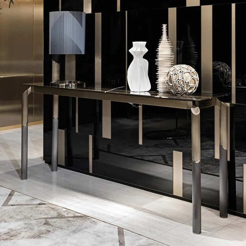 Light luxury Italian entrance platform, long and narrow decorative shelves