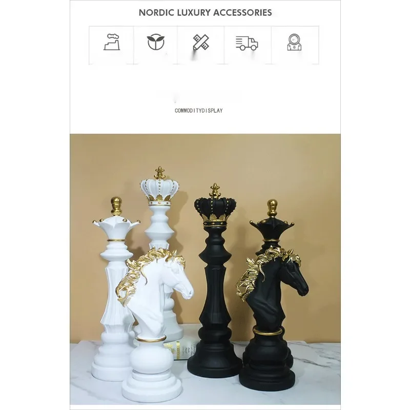 Resin International Chess Statue Creative Retro Figurines For Interior Home Decor Livingroom Desktop Decoration Desk Accessories