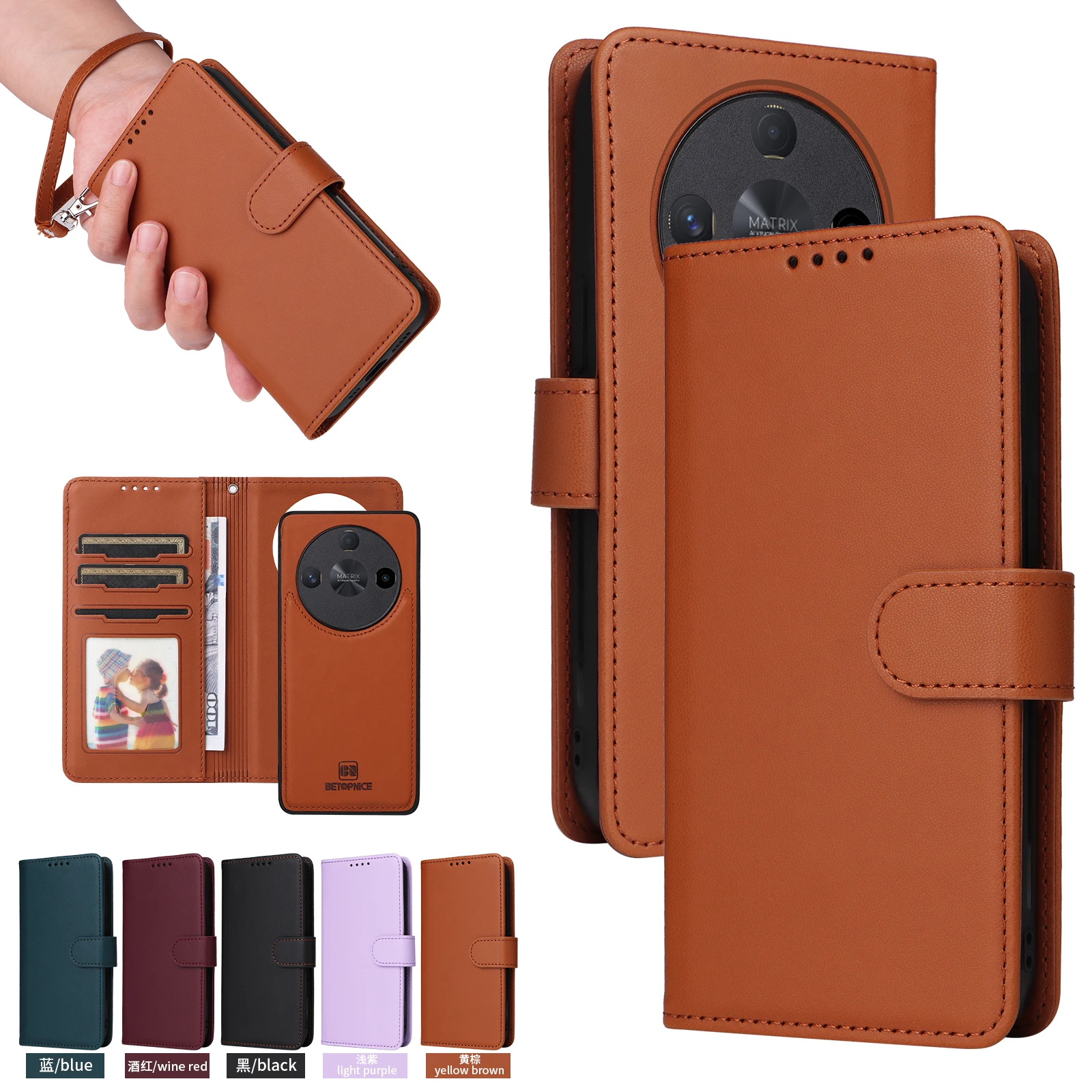 2 in 1 Detachable Wallet Magnetic Leather Case for Honor Magic 6 5 Lite X6A X7A X8A X8B X8 X6 X9A X9B X50i Plus Clasp Flip Case