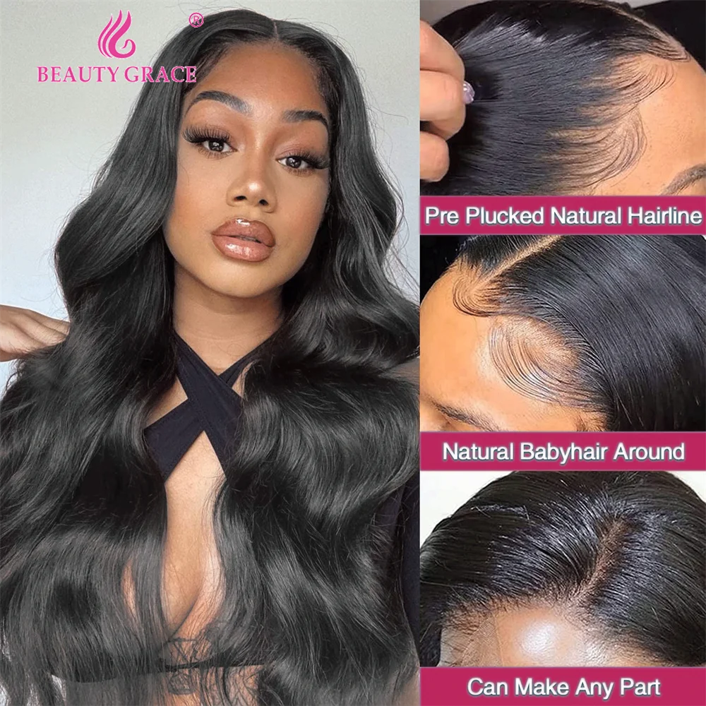 13x4 Lace Front Human Hair Brazilian Wigs For Women HD Transparent Lace Frontal Wig 30 32 Inch Body Wave Lace Front Wig  Beauty