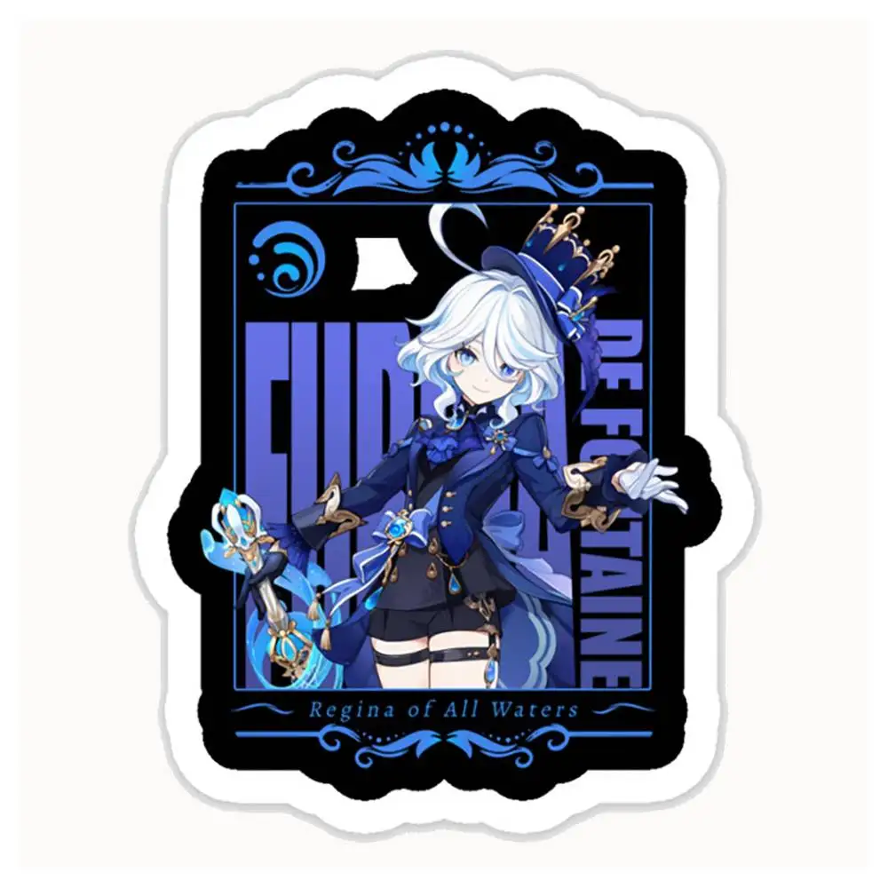 Furina Regina Of All Waters Genshin Impact Waterproof Stickers For Decorating Car Windows Motorcycles And Computers.
