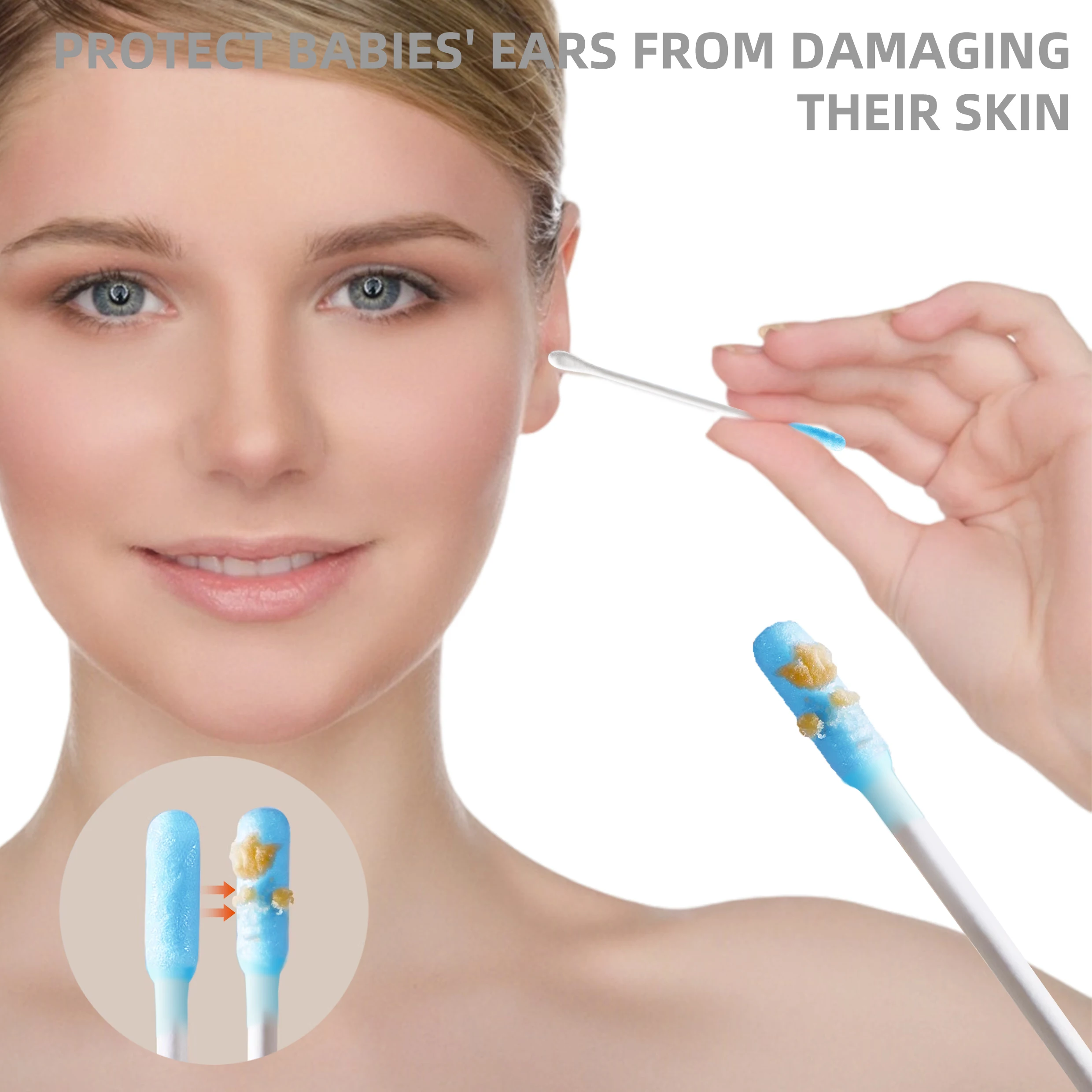 50PCS cleaning cotton swab, soft, mild and odorless, used for personal hygiene and easy cleaning.