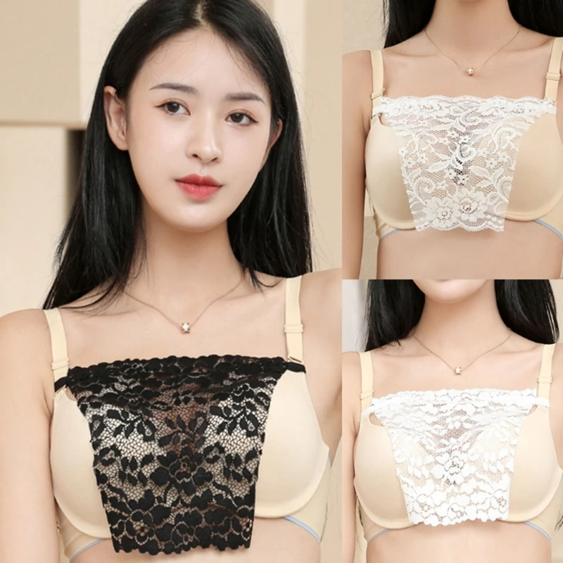 Ladies Lace Camisole Clip-On Mock Fashion Bra Insert Overlay Modesty Panel Vest Anti Peep Invisible Bra for Summer 6pcs