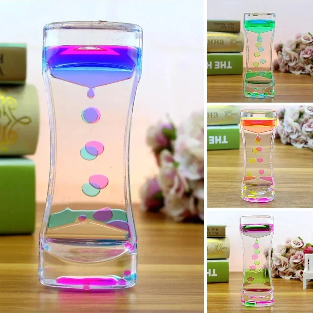 Oil Acrylic Hourglass Double Color Floating Liquid Visual Movement Hourglass Timer Desk Kid Sand Timer Sand Clock Anxiety Relief