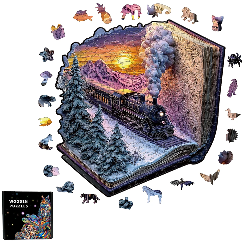 ثلاثية الأبعاد قطار الغابات الخشبية بازل قطع للكبار والأطفال 300 قطعة التحدي العالي التعليمية هدية الألعاب التفاعلية الألغاز الخشب